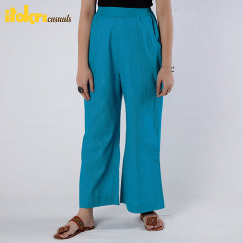  Running Stitch Cotton Palazzo by iTokri Casuals Online at iTokri.com