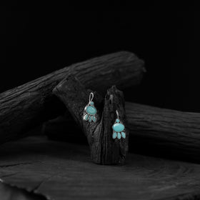 Turquoise blue - saanjh bela leaf oxidised drop earrings