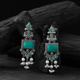 Turquoise green - saanjh bela seahorse oxidised earrings
