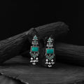 Turquoise green - saanjh bela seahorse oxidised earrings