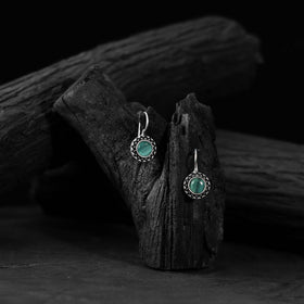 Turquoise green - saanjh bela sun oxidised drop earrings