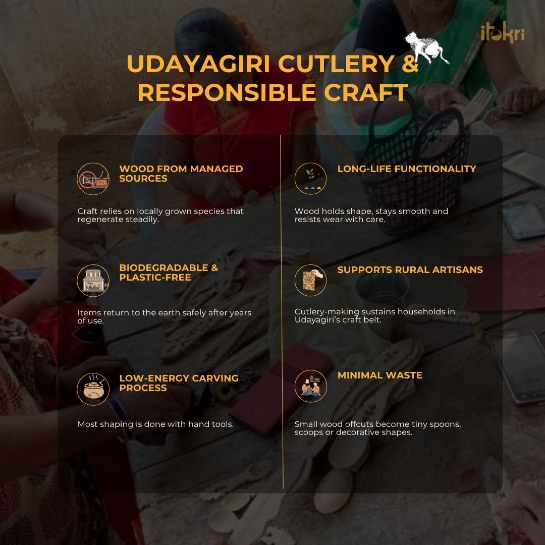 Udayagiri wooden serving spoon - handcrafted