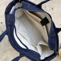 Blue - Repurposed Denim Jeans Shaded Laptop Tote