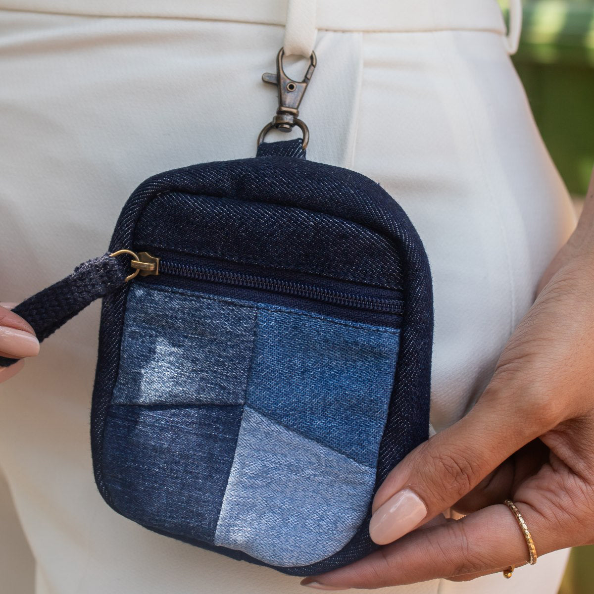 Blue - Upcycled Patched Denim Women's Crossbody Sling Bag