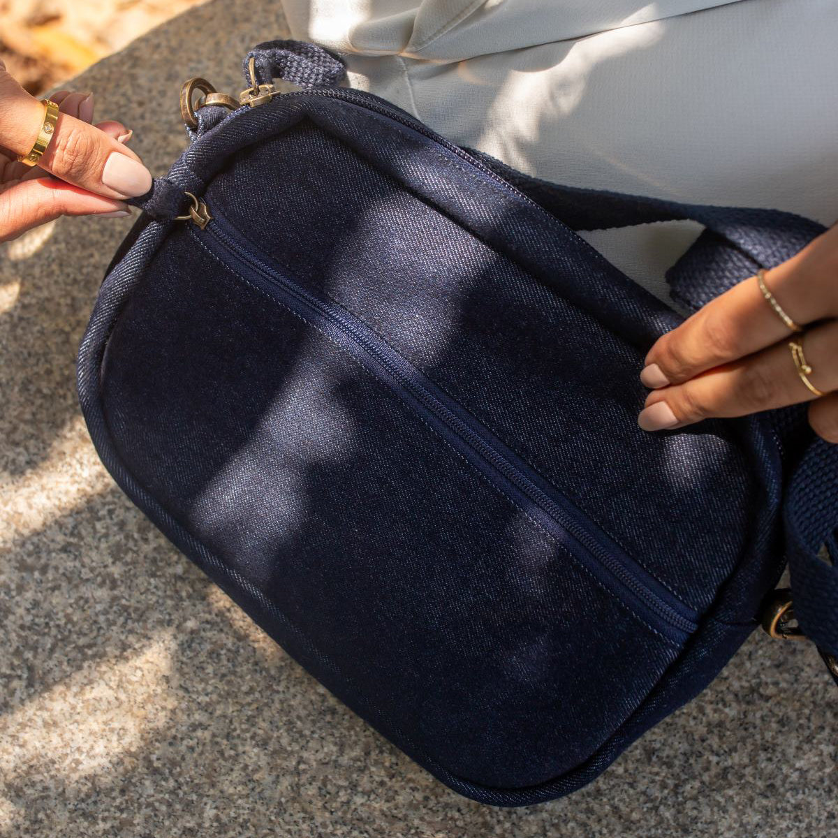 Blue - Upcycled Patched Denim Women's Crossbody Sling Bag