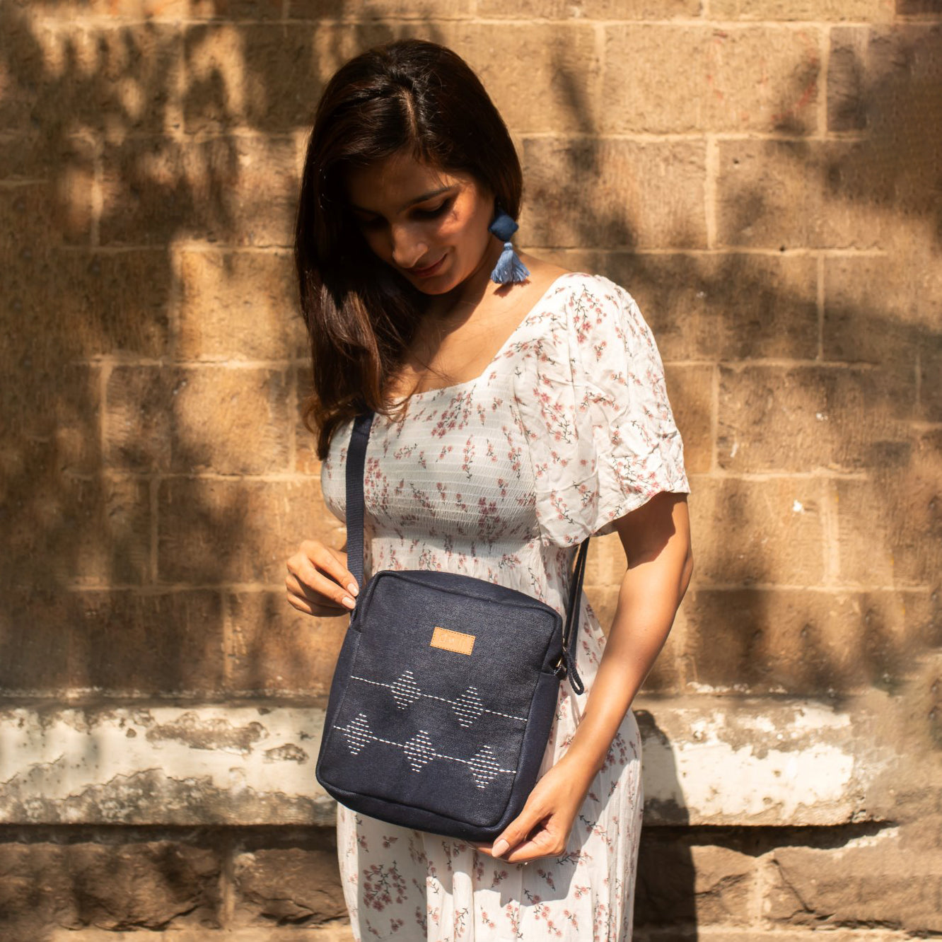 Black - Upcycled Kantha Hand Embroidered Breakfree Sling Bag