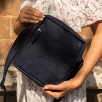 Black - Upcycled Kantha Hand Embroidered Breakfree Sling Bag