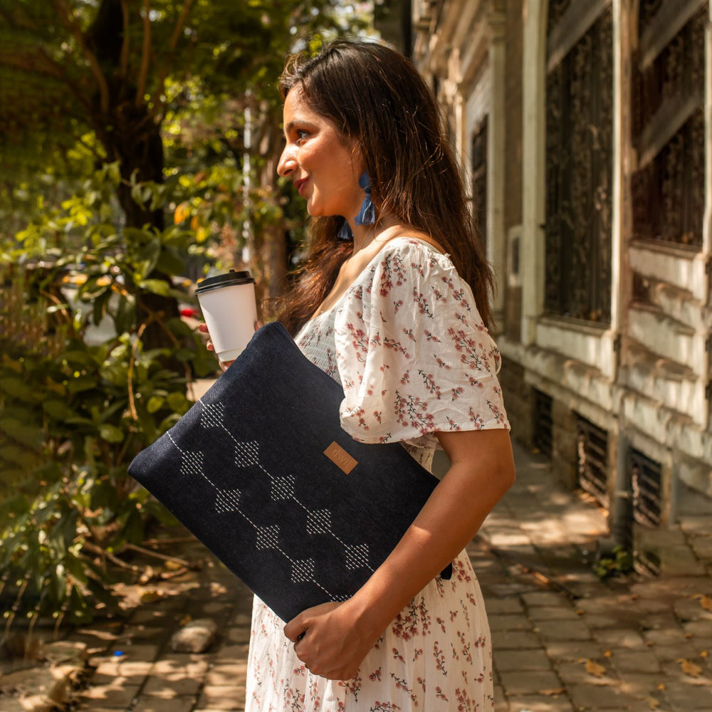 Upcycled Kantha Hand Embroidered Laptop Sleeve