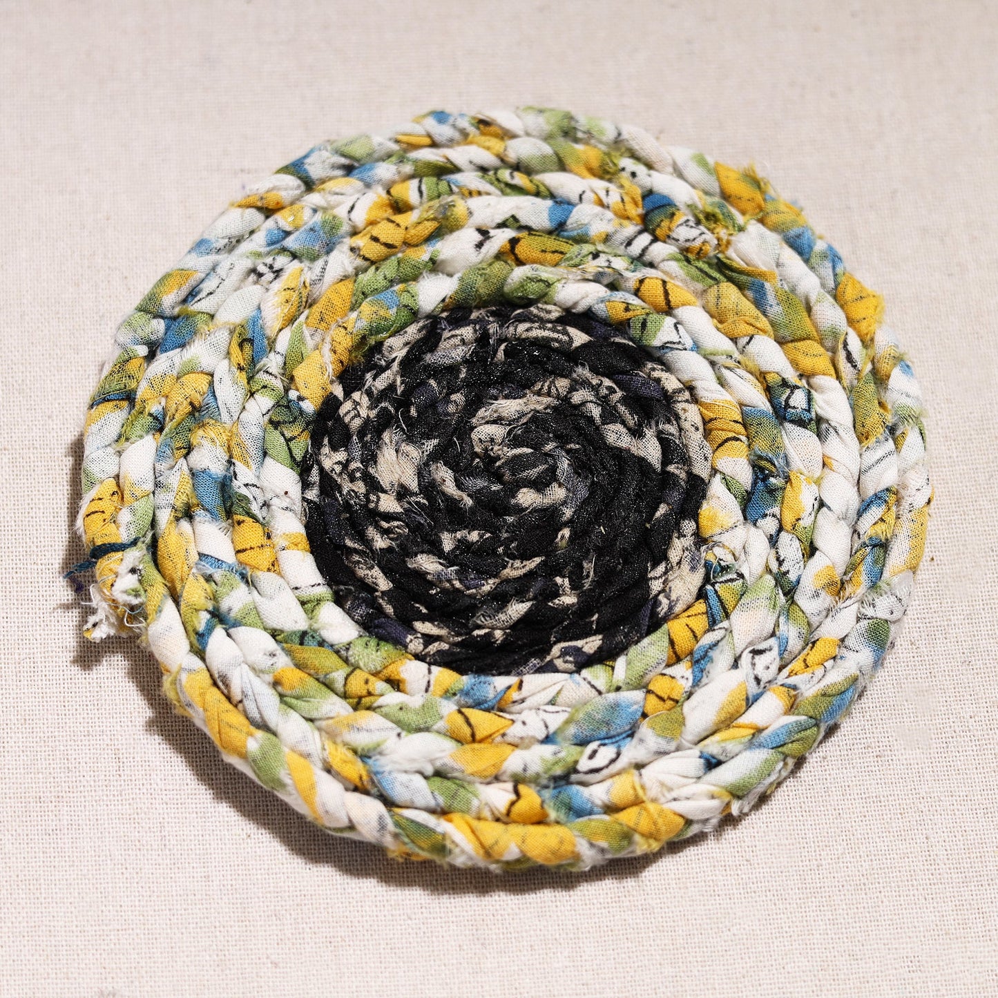  Upcycled Fabric Hand Braided Coaster 