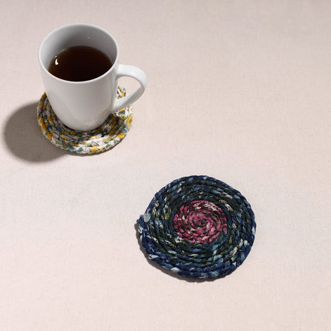  Upcycled Fabric Hand Braided Coaster 