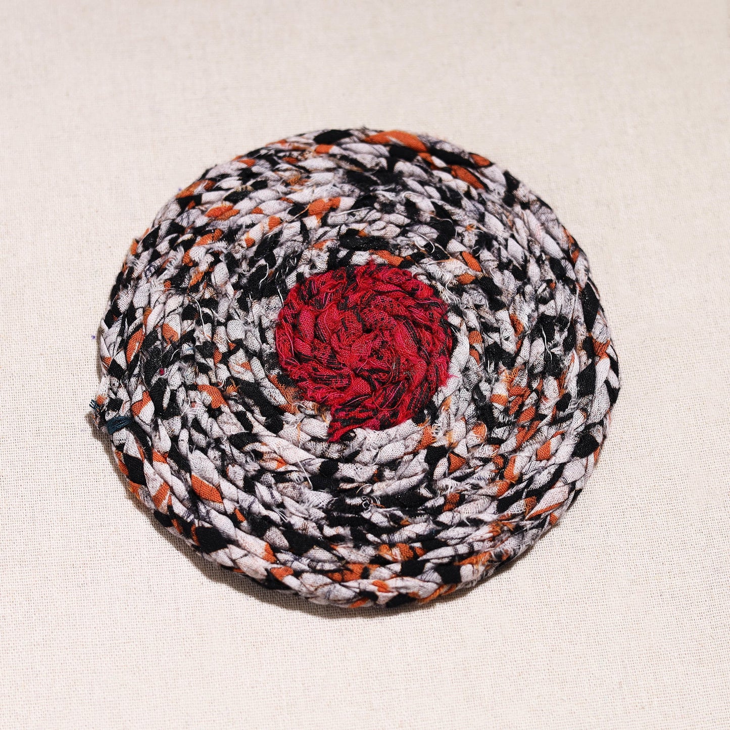  Upcycled Fabric Hand Braided Coaster 