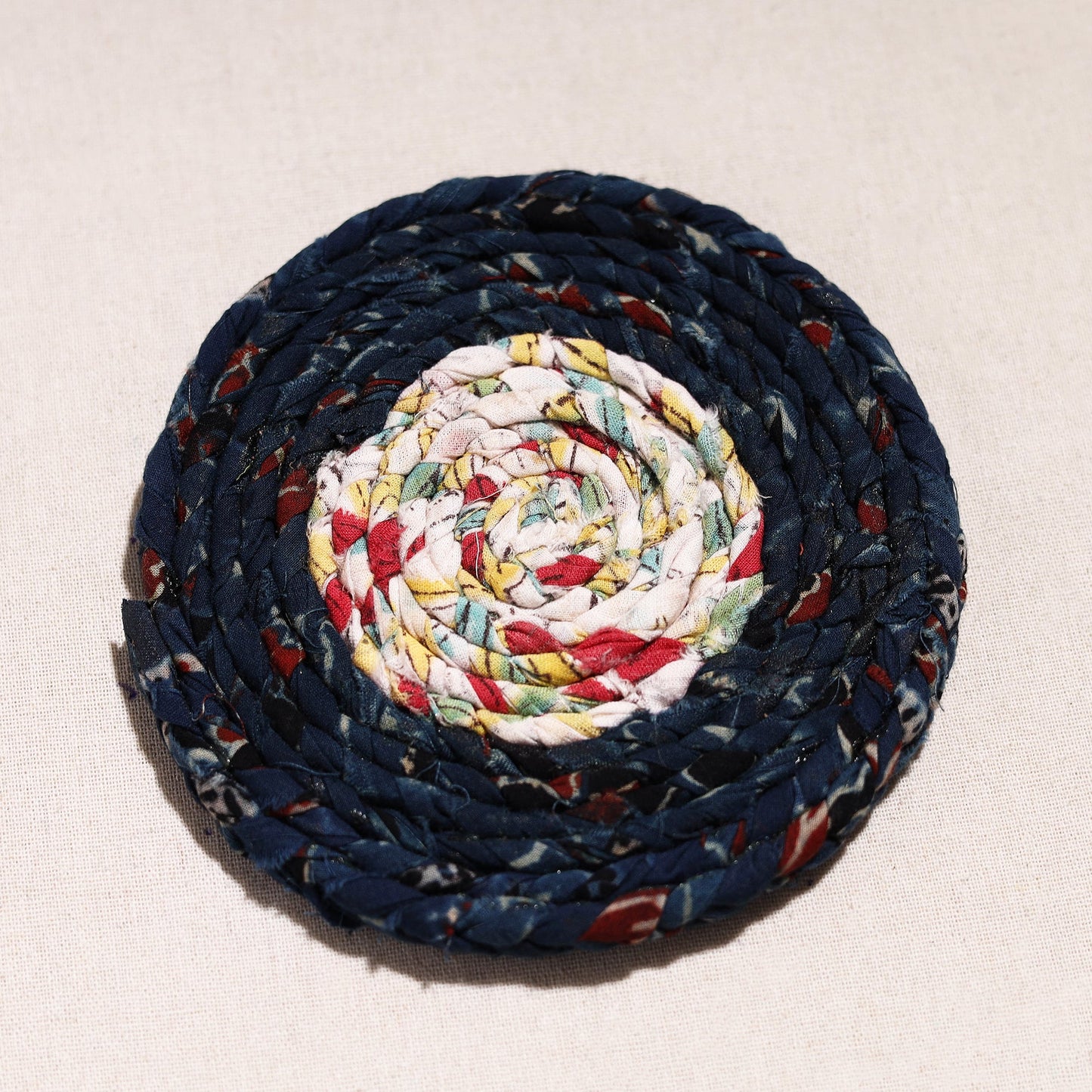  Upcycled Fabric Hand Braided Coaster 