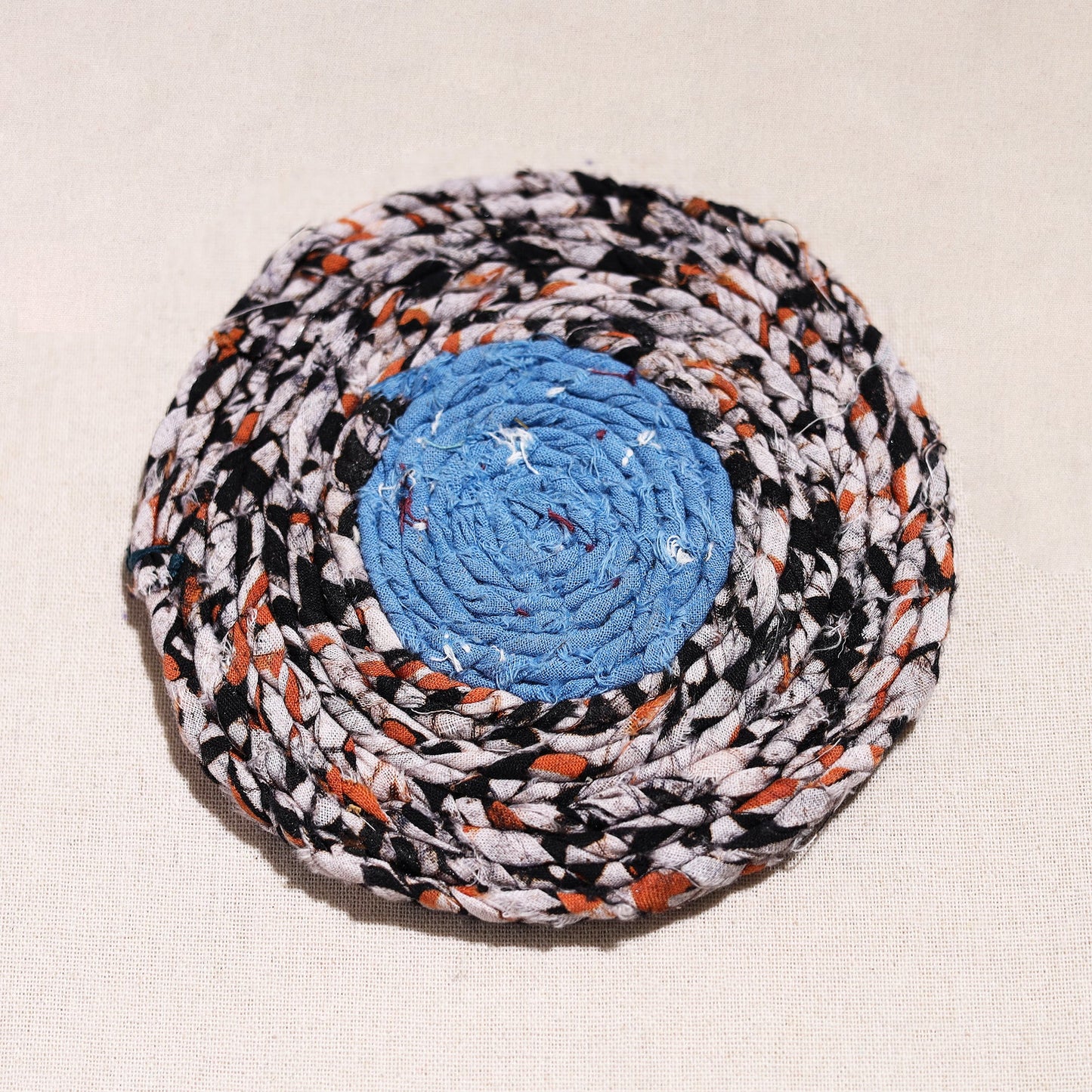  Upcycled Fabric Hand Braided Coaster 