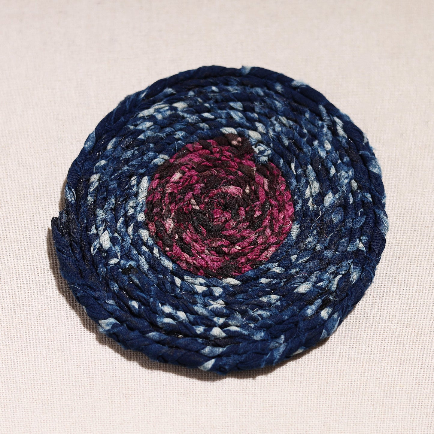  Upcycled Fabric Hand Braided Coaster 