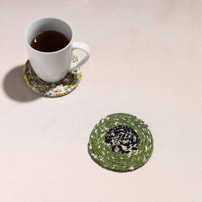  Upcycled Fabric Hand Braided Coaster 