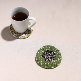  Upcycled Fabric Hand Braided Coaster 