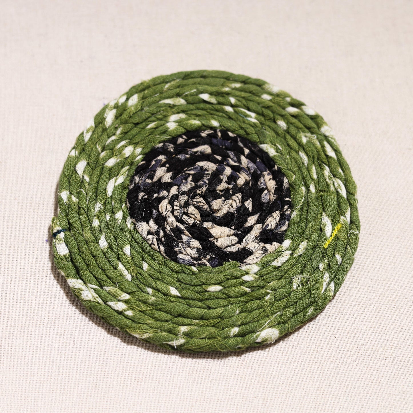  Upcycled Fabric Hand Braided Coaster 