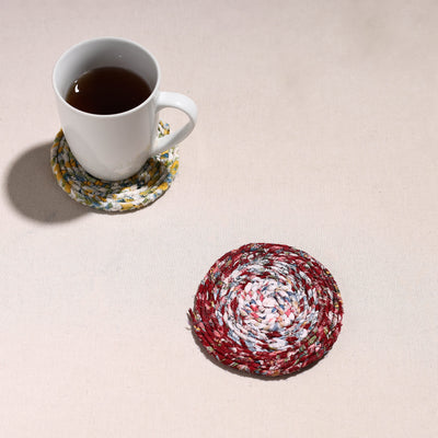  Upcycled Fabric Hand Braided Coaster 