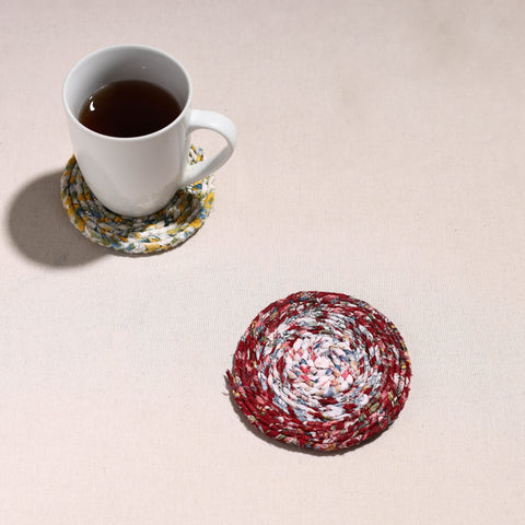  Upcycled Fabric Hand Braided Coaster 