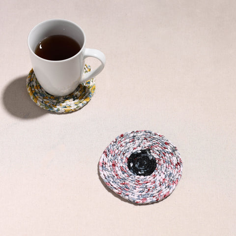  Upcycled Fabric Hand Braided Coaster 