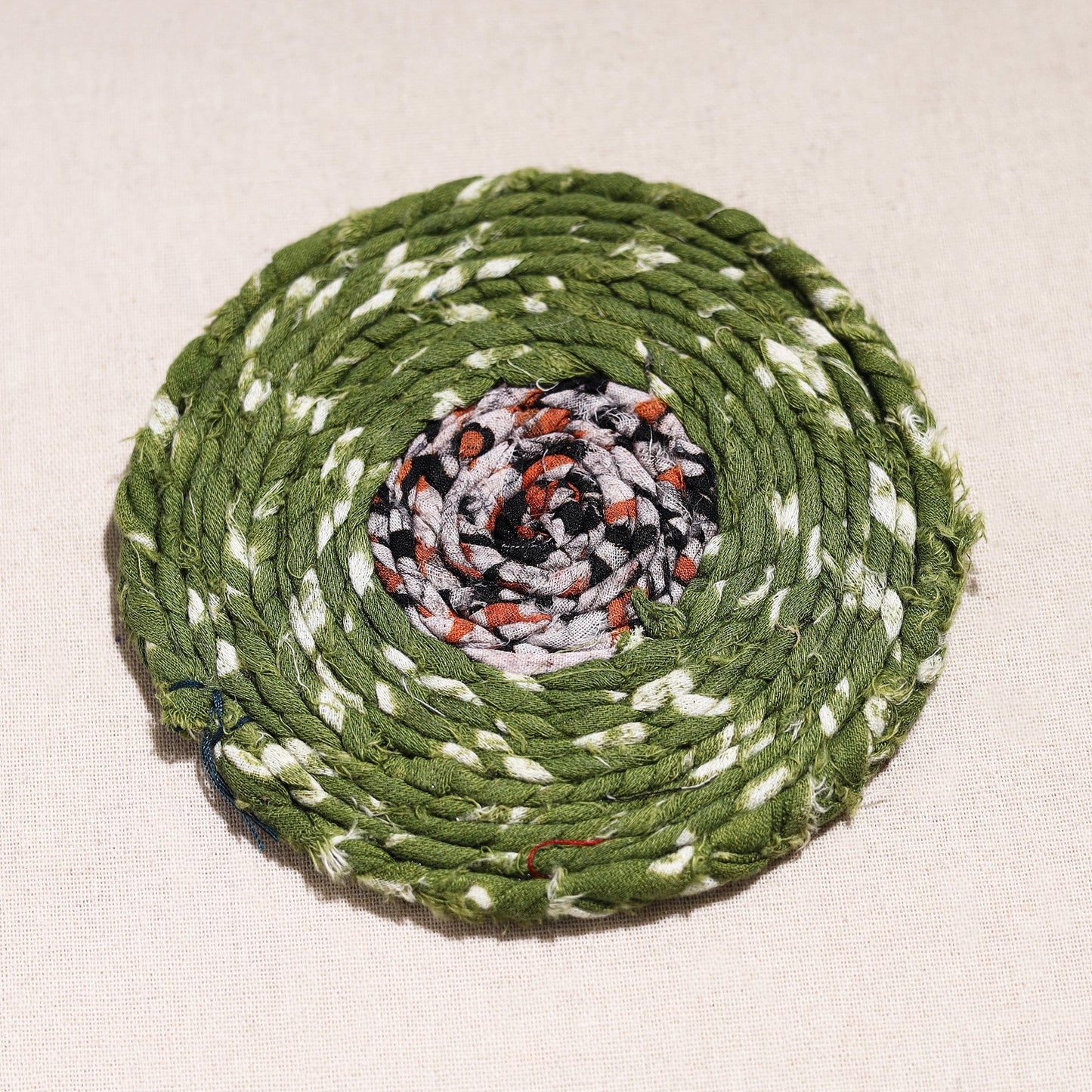  Upcycled Fabric Hand Braided Coaster 