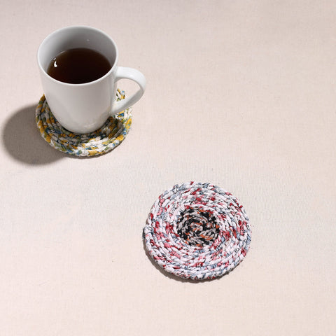  Upcycled Fabric Hand Braided Coaster 