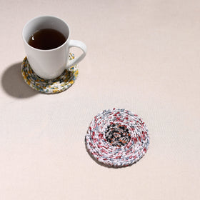  Upcycled Fabric Hand Braided Coaster 