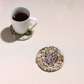  Upcycled Fabric Hand Braided Coaster 