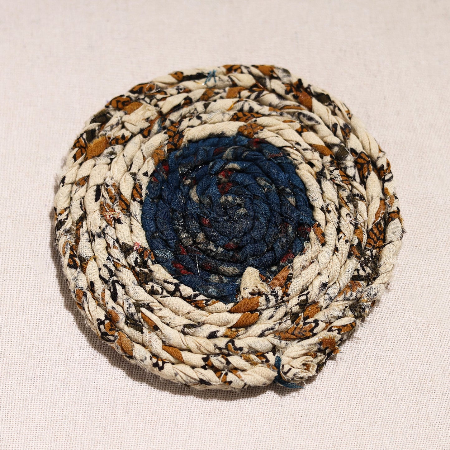 Upcycled Fabric Hand Braided Coaster 
