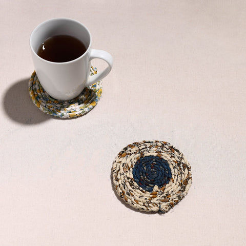  Upcycled Fabric Hand Braided Coaster 