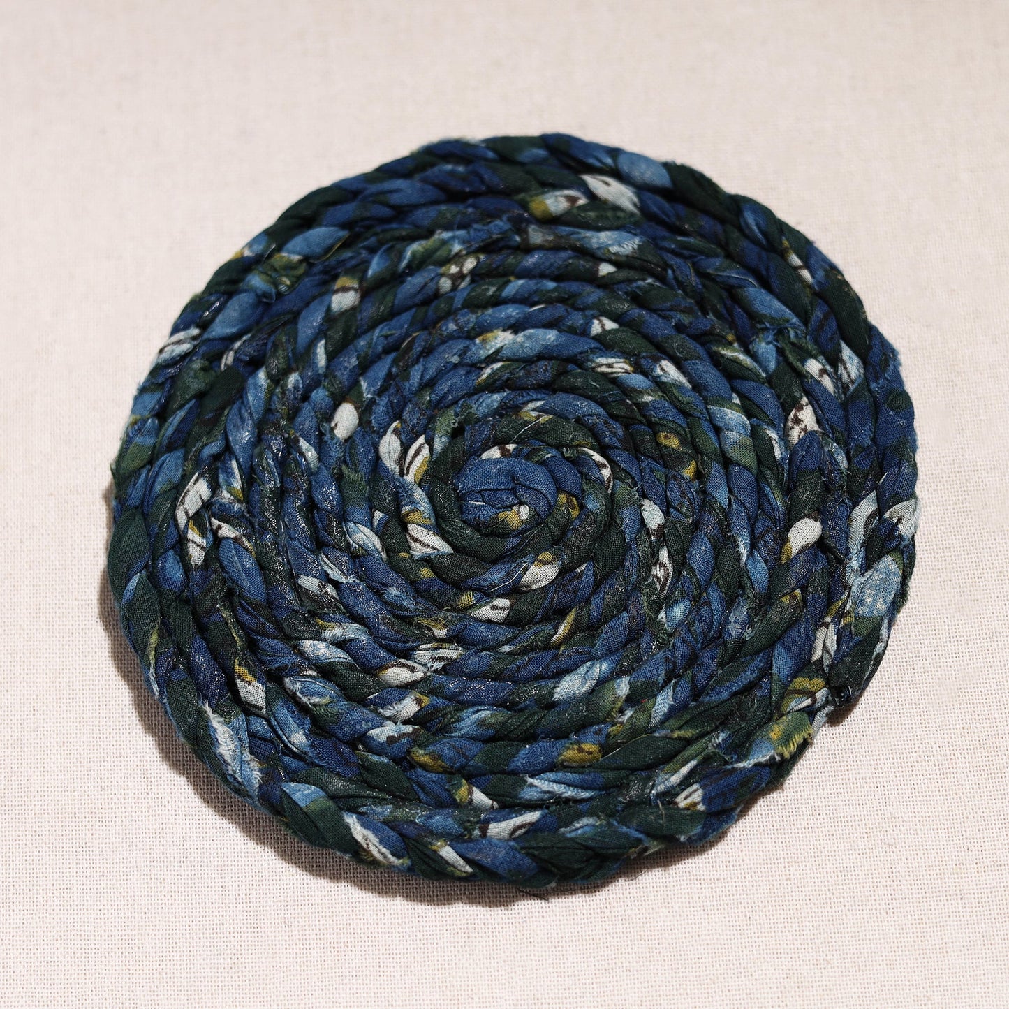  Upcycled Fabric Hand Braided Coaster 