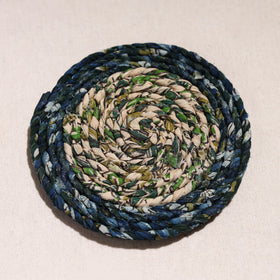  Upcycled Fabric Hand Braided Coaster 