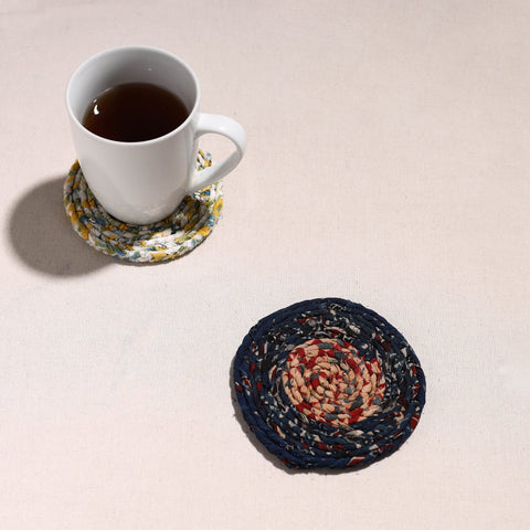  Upcycled Fabric Hand Braided Coaster 