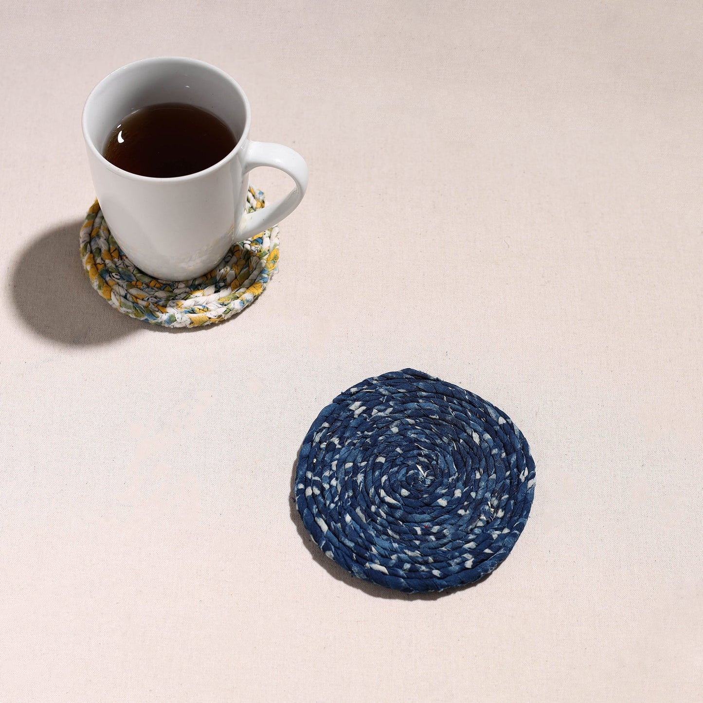  Upcycled Fabric Hand Braided Coaster 