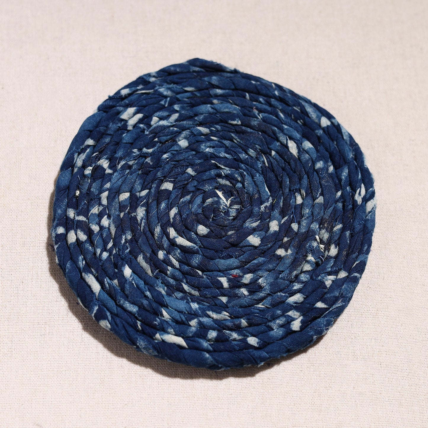  Upcycled Fabric Hand Braided Coaster 