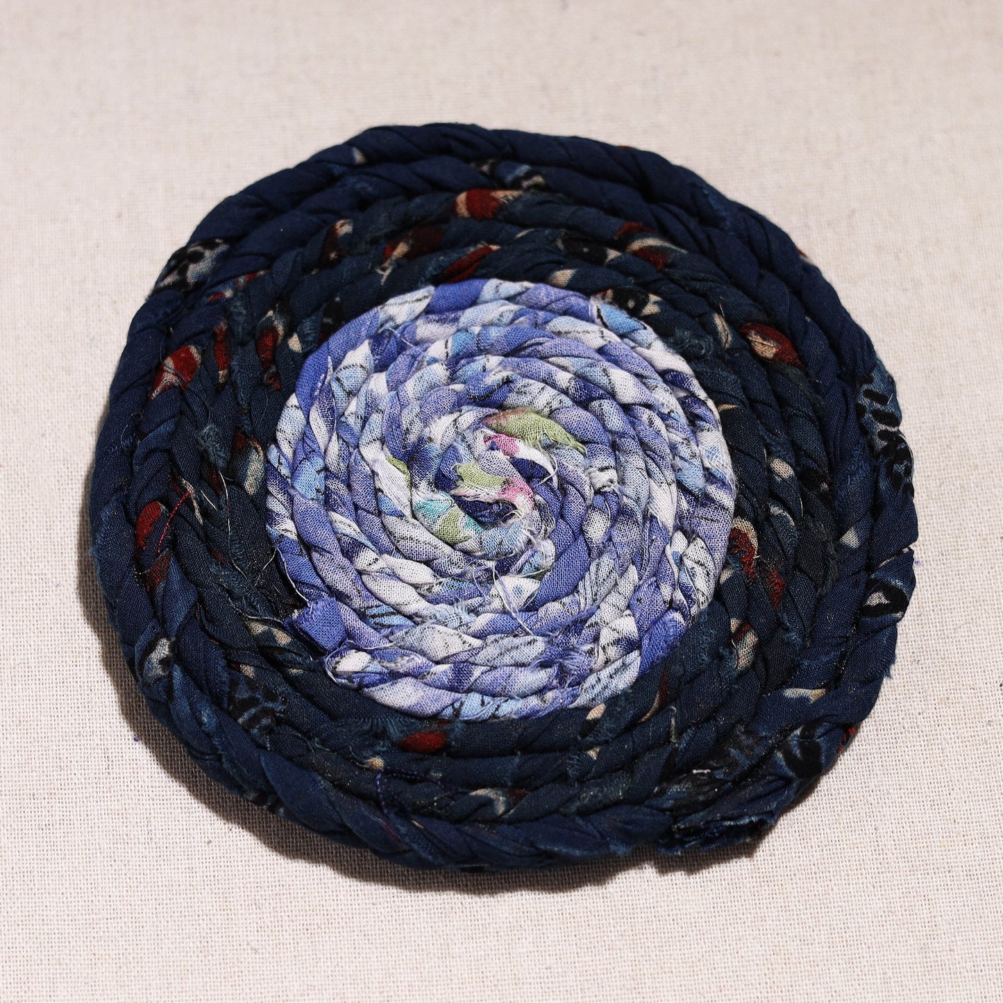  Upcycled Fabric Hand Braided Coaster 