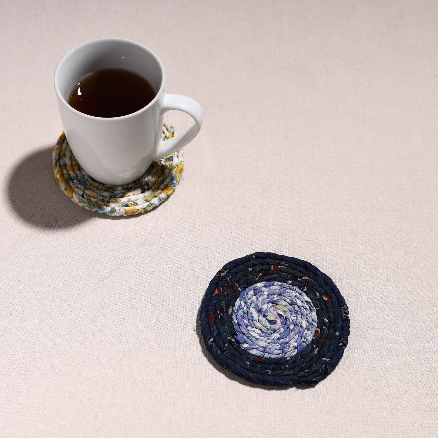  Upcycled Fabric Hand Braided Coaster 