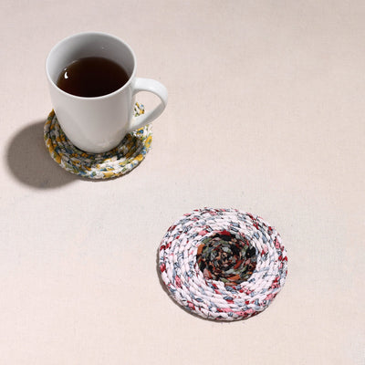  Upcycled Fabric Hand Braided Coaster 