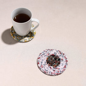  Upcycled Fabric Hand Braided Coaster 