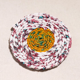 Upcycled Fabric Hand Braided Coaster 