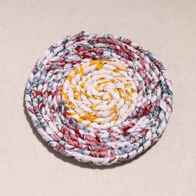  Upcycled Fabric Hand Braided Coaster 