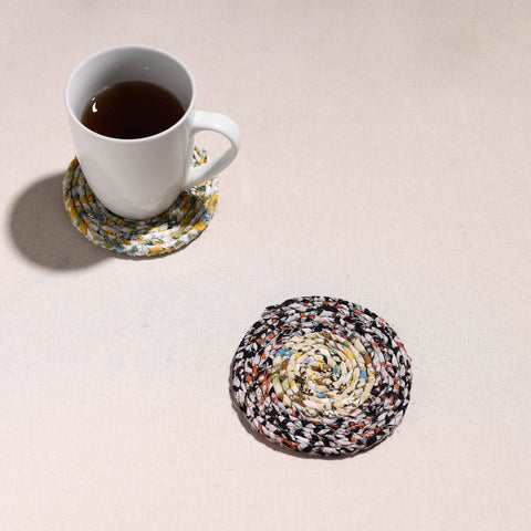  Upcycled Fabric Hand Braided Coaster 