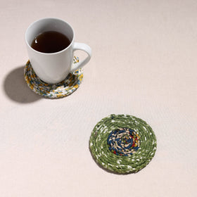  Upcycled Fabric Hand Braided Coaster 