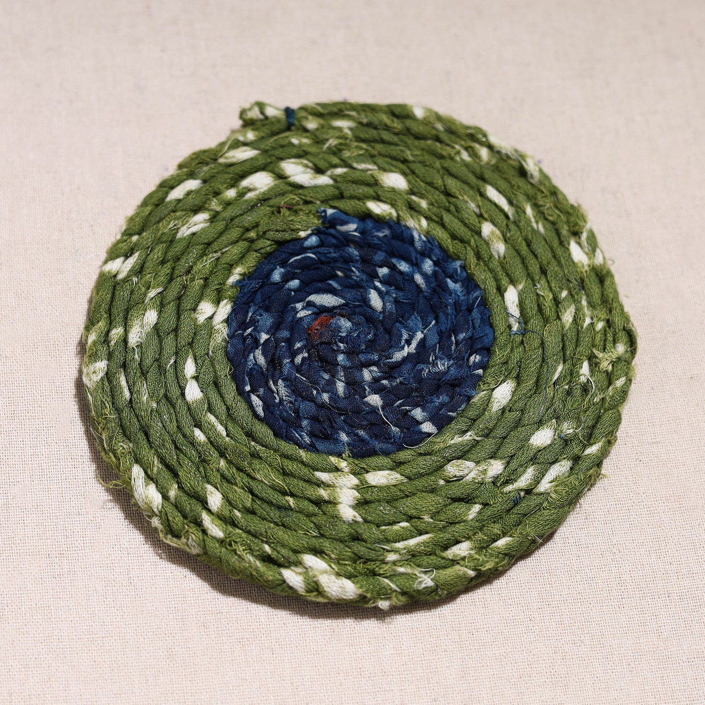 Upcycled Fabric Hand Braided Coaster 