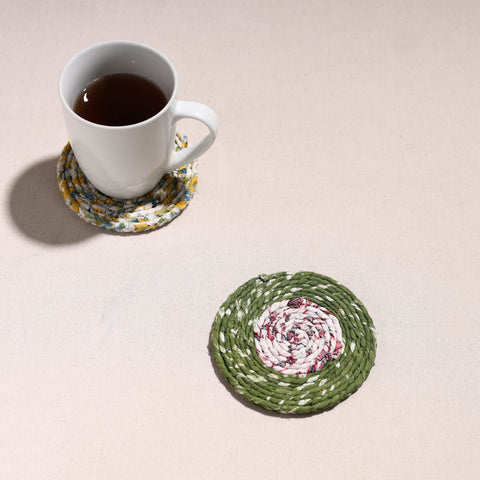 Upcycled Fabric Hand Braided Coaster 