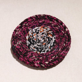 Upcycled Fabric Hand Braided Coaster 