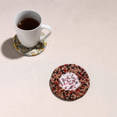  Upcycled Fabric Hand Braided Coaster 
