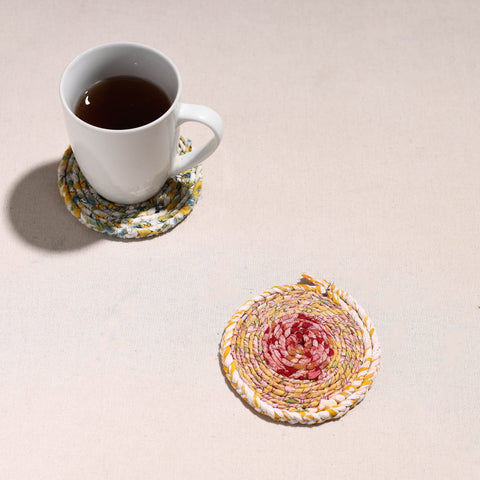  Upcycled Fabric Hand Braided Coaster 