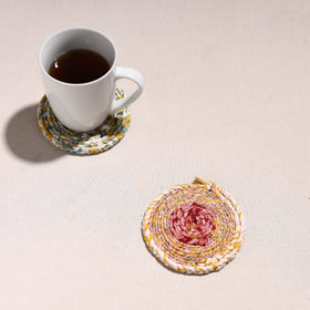  Upcycled Fabric Hand Braided Coaster 