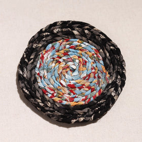  Upcycled Fabric Hand Braided Coaster 